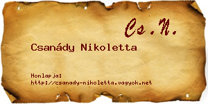 Csanády Nikoletta névjegykártya